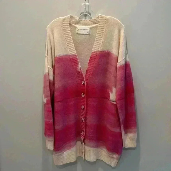 New Kerri Rosenthal Oversized Cardigan, Pink:Cream Size M - Picture 4 of 11